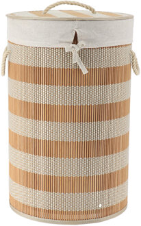 Wasmand Rustic?met deksel - naturel - rond - katoen/bamboe - 67 liter - 35 x 35 x 55 cm