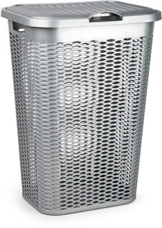 Wasmand Ventilation - met deksel - zilver - kunststof - 51 liter - 43 x 35 x 61 cm