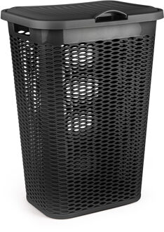 Wasmand Ventilation - met deksel - zwart - kunststof - 51 liter - 43 x 35 x 61 cm
