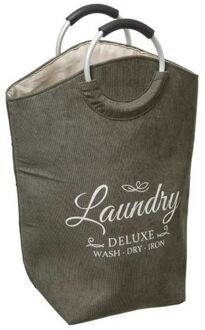 Wasmand XXL wasgoed zak met hengsels - olijfgroen - 35 liter - 52 x 28 x 60 cm - Wasmanden