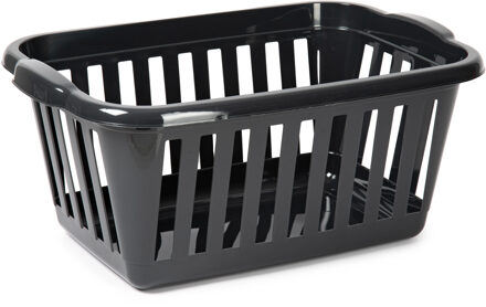 Wasmand - zwart - kunststof - 40 liter - 60 x 40 x 26 cm - manden voor wasgoed - huishouden