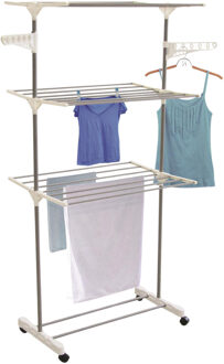 Wasrek/droogrek - grijs/wit - metaal - 80 x 165 cm - staand - drogen
