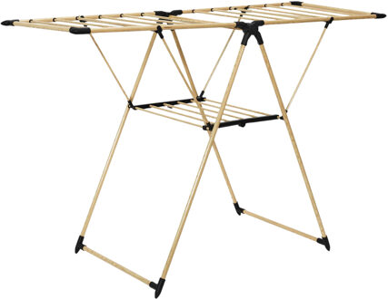 Wasrek/droogrek - houtkleur - metaal - 155 x 61 x 99 cm - ophangen