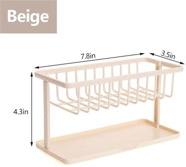 Wassen Opslag Double Layer Afneembare Afvoer Rack Organizer Abs Standhouder Zeep Spons Badkamer Accessoires Aanrecht Plank Beige