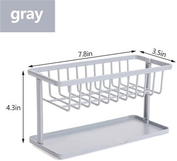 Wassen Opslag Double Layer Afneembare Afvoer Rack Organizer Abs Standhouder Zeep Spons Badkamer Accessoires Aanrecht Plank grijs