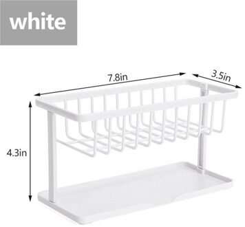 Wassen Opslag Double Layer Afneembare Afvoer Rack Organizer Abs Standhouder Zeep Spons Badkamer Accessoires Aanrecht Plank wit