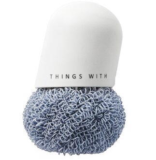 Wassen Pot Borstel Schuursponsjes Met Plastic Handvat Staal Wol Scrubber Pad Keuken Badkamer Borstel Voor Gerechten, Potten, pannen wit