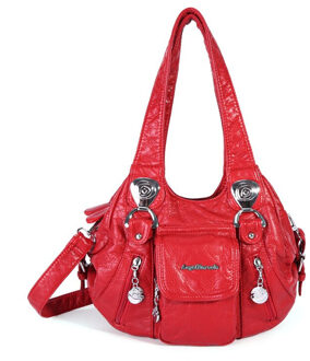 Wassen PU Lady Handtas Pure Kleur vrouwen Handtassen Diverse Kleuren Enkele Schouder Diagonaal Straddle Tas ZF10182 rood