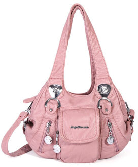 Wassen PU Lady Handtas Pure Kleur vrouwen Handtassen Diverse Kleuren Enkele Schouder Diagonaal Straddle Tas ZF10182 roze