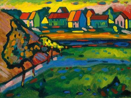 Wassily Kandinsky - Bayrisches Dorf Mit Feld Kunstdruk 80x60cm