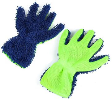 Wasstraat Handschoen Microfiber Chenille Auto Dust Cleaning Mitt Multifunctionele Dubbelzijdig Handschoenen Car Cleaning Accessoires Blauw