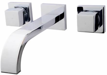 Wastafel Afbouwdeel Ceres Square 2-Knops Chroom Aqua Splash