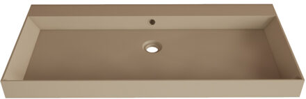 Wastafel Gliss Design Lako 100 cm 2 Kraangaten Mat Cappuccino Beige
