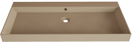 Wastafel Gliss Design Lako 100 cm 2 Kraangaten Mat Cappuccino Beige