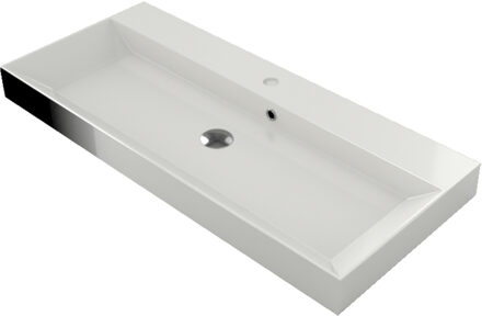 Wastafel Gliss Design Lako 120 cm 2 Kraangaten Mat Wit