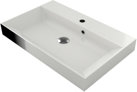 Wastafel Gliss Design Lako 70 cm 1 Kraangat Glans Wit