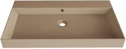 Wastafel Gliss Design Lako 80 cm Zonder Kraangat Mat Cappuccino Beige