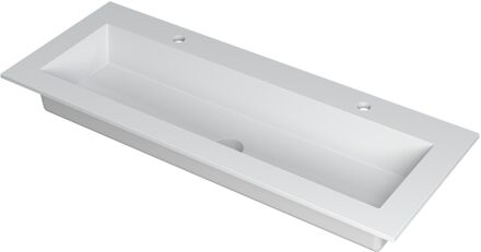 Wastafel Ink Kraft Polystone 2 Kraangaten 120 cm Mat Wit Mat wit