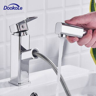 Wastafel Kraan Met Pull Out Sproeier, enkele Handgreep Wastafel Mengkraan Voor Warm En Koud Water Toilet Vessel Sink Kraan