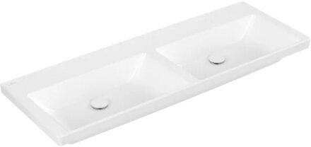 Wastafel Villeroy & Boch Subway 3.0 Dubbele wasbak Met CerampicPlus Zonder Kraangat Zonder Overloop 130x47x16.5 cm Stone White Wit