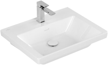 Wastafel Villeroy & Boch Subway 3.0 Met CeramicPlus 1 Kraangat Geen Overloop 60x47x16.5 cm Wit Alpin