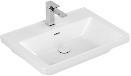 Wastafel Villeroy & Boch Subway 3.0 Met CeramicPlus 1 Kraangat Met Overloop 65x47x16.5 cm Wit Alpin