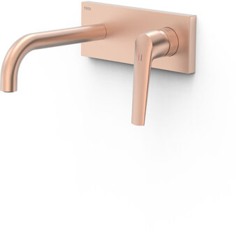 Wastafelkraan Inbouw Tres Fuji 18 Cm Met Bedieningsplaat Mat Rose Gold