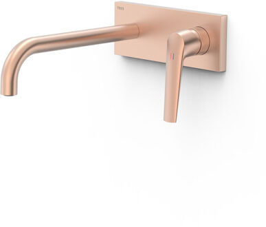 Wastafelkraan Inbouw Tres Fuji 24 Cm Met Bedieningsplaat Mat Rose Gold