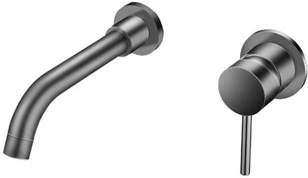Wastafelkraan - Leoni - Inbouw - met Inbouwdeel - Waterbesparend - Gunmetal Grijs - PVD Coating