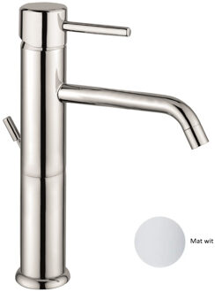 Wastafelkraan Sanimex Giulini Opbouw Eenhendel Hoog Met Trekwaste Mat Wit