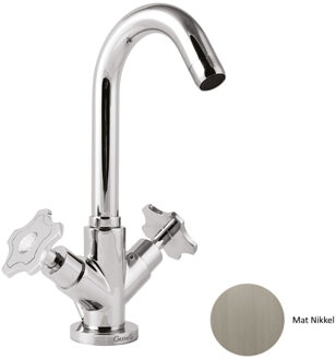 Wastafelkraan Sanimex Giulini Opbouw Tweegreeps Draaibare Uitloop Met Pop-Up Mat Nikkel