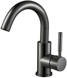 Wastafelkraan - Wastafelmengkraan - Leoni Elni - Opbouw - Rond - PVD - Gunmetal Grijs