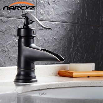 Wastafelkranen Messing Bamboe Badkamer Wastafel Waterval Kraan 1 Hendel Olie Gewreven Brons Cold Mengkranen 8004B