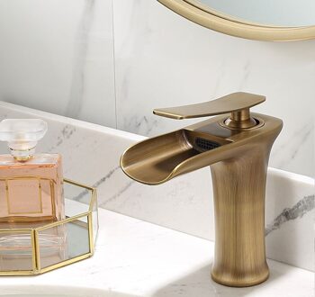 Wastafelkranen Waterval Badkamer Kraan Enkele Handgreep Wastafel Mengkraan Bad Zwarte Kraan Messing Sink Water Kraan Chrome antiek