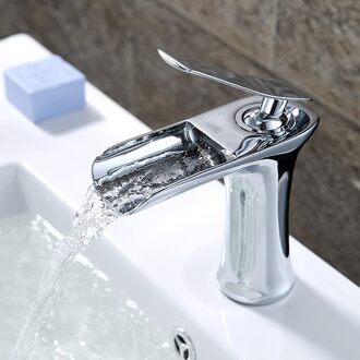 Wastafelkranen Waterval Badkamer Kraan Enkele Handgreep Wastafel Mengkraan Bad Zwarte Kraan Messing Sink Water Kraan Chrome chroom