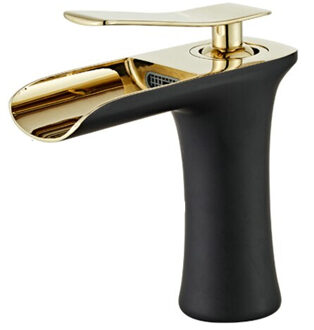 Wastafelkranen Waterval Badkamer Kraan Enkele Handgreep Wastafel Mengkraan Bad Zwarte Kraan Messing Sink Water Kraan Chrome geborsteld nikkel