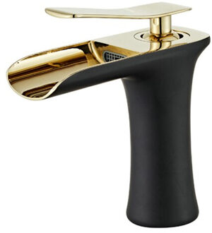 Wastafelkranen Waterval Badkamer Kraan Enkele Handgreep Wastafel Mengkraan Bad Zwarte Kraan Messing Sink Water Kraan Chrome goud