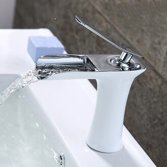 Wastafelkranen Waterval Badkamer Kraan Enkele Handgreep Wastafel Mengkraan Bad Zwarte Kraan Messing Sink Water Kraan Chrome wit en chroom