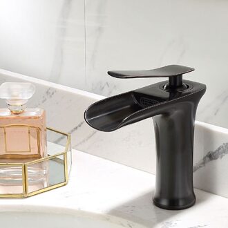 Wastafelkranen Waterval Badkamer Kraan Enkele Handgreep Wastafel Mengkraan Bad Zwarte Kraan Messing Sink Water Kraan Chrome