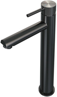 Wastafelmengkraan Brauer Gunmetal Carving Coldstart Opbouw Hoog Ronde Hendel Geborsteld Gunmetal PVD