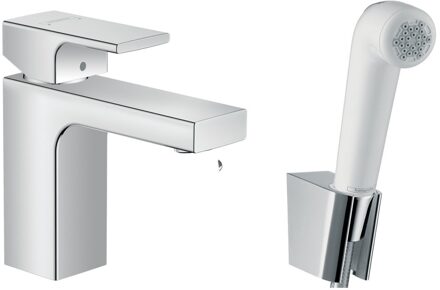 Wastafelmengkraan HansGrohe Vernis Shape Eengreeps 100 Zinc Met Handdouche en Doucheslang 160 cm Chroom