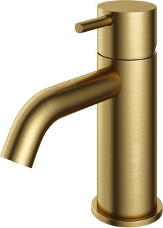 Wastafelmengkraan Hotbath Cobber 1-hendel Gebogen 14.3 cm Geborsteld Messing PVD