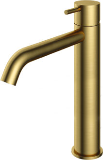 Wastafelmengkraan Hotbath Cobber 1-hendel Gebogen 28.6 cm Geborsteld Messing PVD