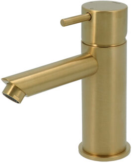 Wastafelmengkraan Hotbath Cobber 1-hendel Recht 14.3 cm Geborsteld Messing PVD