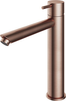 Wastafelmengkraan Hotbath Cobber 1-hendel Recht 28.6 cm Geborsteld Koper PVD