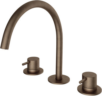 Wastafelmengkraan Hotbath Cobber 3 gats 2-hendel Gebogen 26.1 cm Verouderd Messing Living Colours