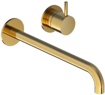 Wastafelmengkraan Hotbath Cobber Inbouw 3+3 Inbouwsysteem 1-hendel Gebogen 25 cm Geborsteld Messing PVD