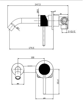 Wastafelmengkraan Inbouw BWS Ridged RVS