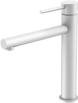 Wastafelmengkraan Luisa - Hoge Uitloop - Keramisch - Wit Mat - 26,4cm