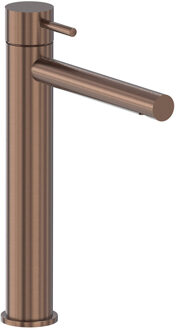 Wastafelmengkraan MAY Stilo Opbouw Model L Geborsteld Mat Koper PVD